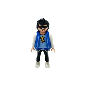 Playmobile 1992 Rocker Z Geobro Figure 2 Inch Black and Blue and White